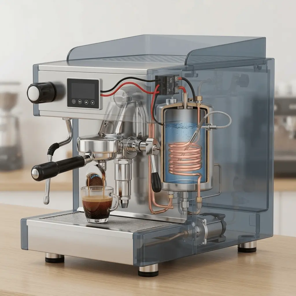 Espresso machine heating system used for temperature control
