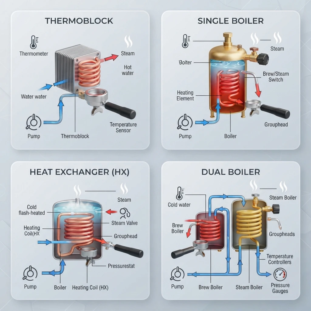 espresso machine heating systems explained