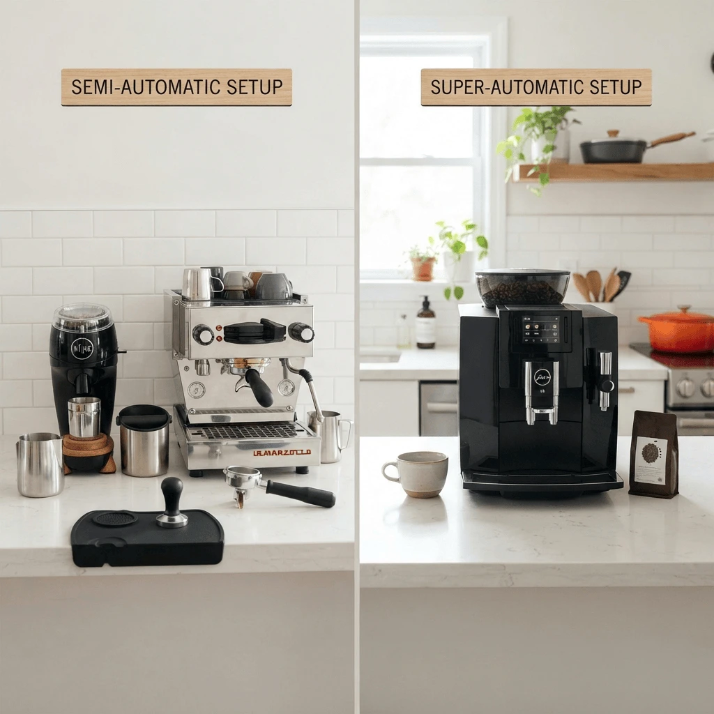 home espresso machine setup comparison