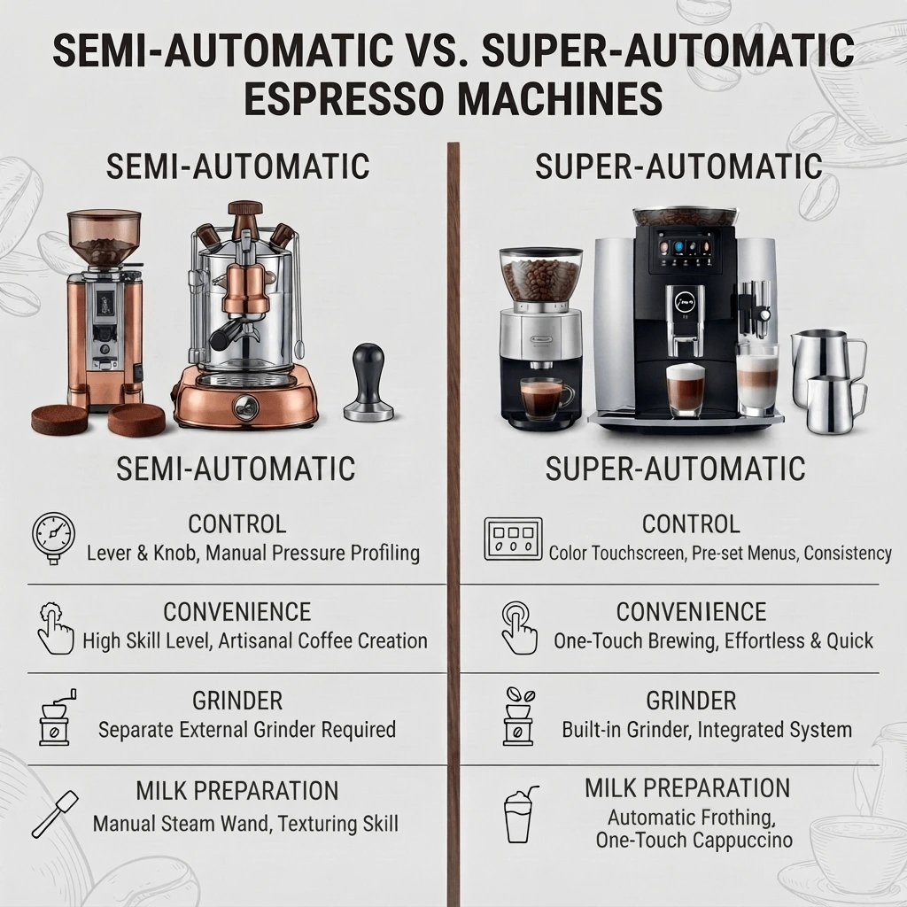 semi vs super-automatic espresso machines comparison